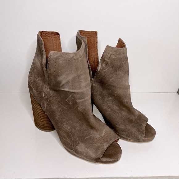 Jeffrey Campbell Oath Distressed Suede Open Toe Booties - Picture 2 of 8